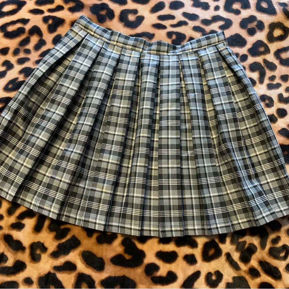 Dolls Kill Black and Gray Skater Mini Skirt